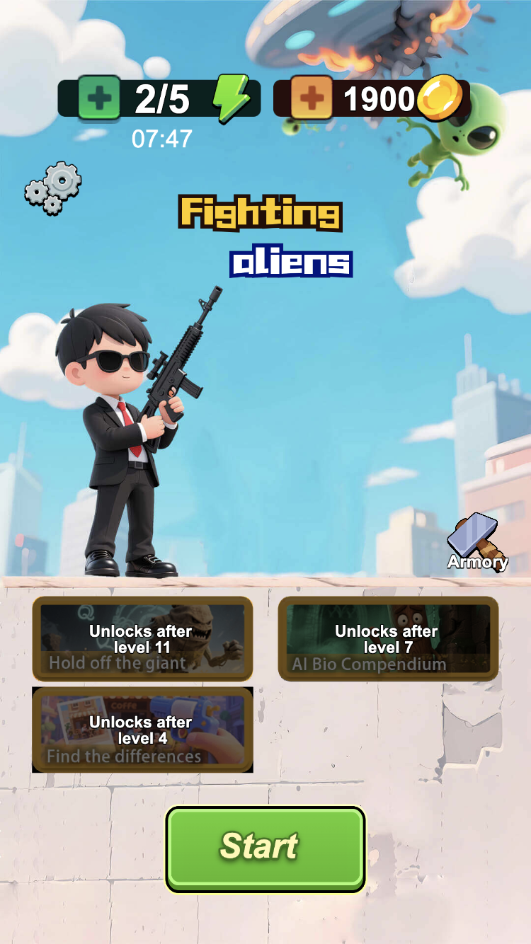 Fighting Aliens main menu
