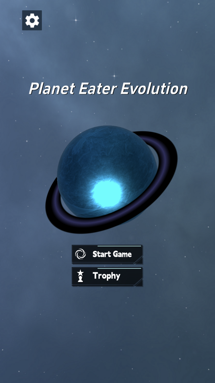 Main menu and glowing ringed planet