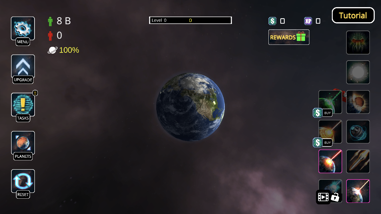Solar Smash main menu