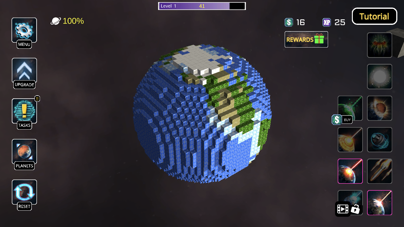 Planet selection interface