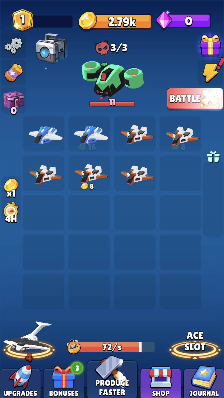Spaceship Merge main menu
